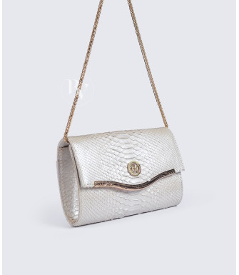 Aurel Genuine Python leather clutch in white pearl + 40 colors 