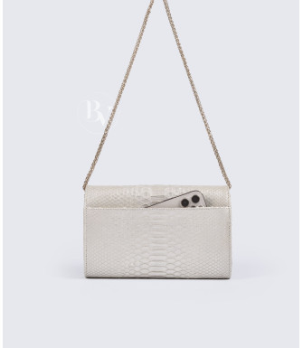 Aurel Genuine Python leather clutch in white pearl + 40 colors 