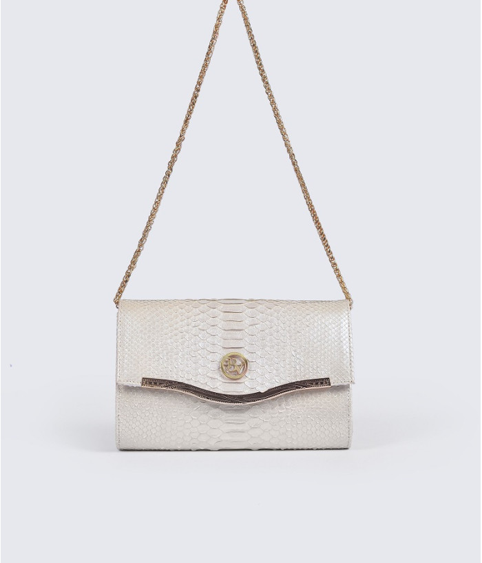 Aurel Genuine Python leather clutch in white pearl + 40 colors 