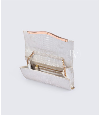 Aurel Genuine Python leather clutch in white pearl + 40 colors 