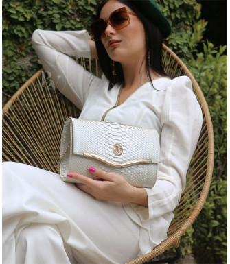 Aurel Genuine Python leather clutch in white pearl + 40 colors 