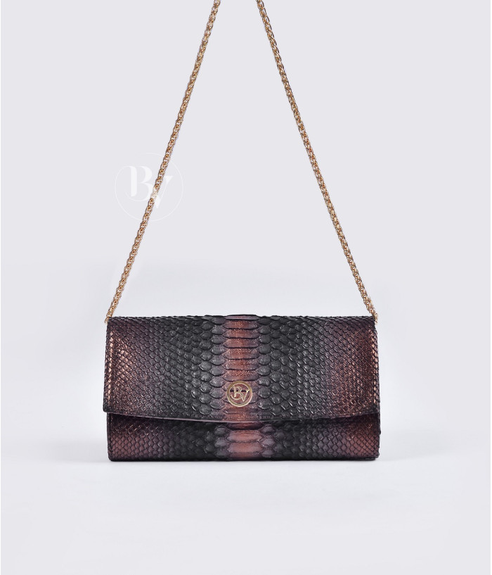 Bomani  Genuine python leather clutch in bronze metallic + 30 colors 