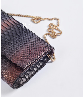 Bomani  Genuine Python leather clutch in black + 30 colors