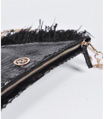  Inithia Genuine Python leather clutch in black glossy 