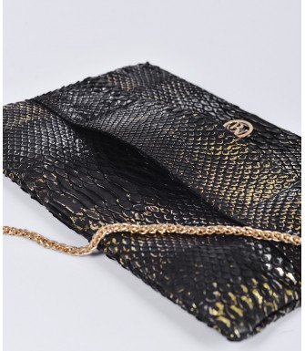 Porte Genuine Python leather clutch in black gold + 40 colors