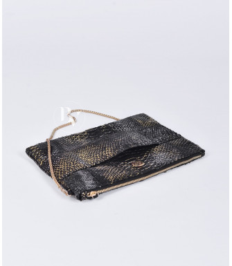 Porte Genuine Python leather clutch in black gold + 40 colors