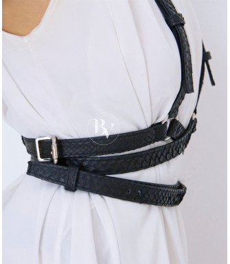 Style 3 genuine python leather harness  in natural color