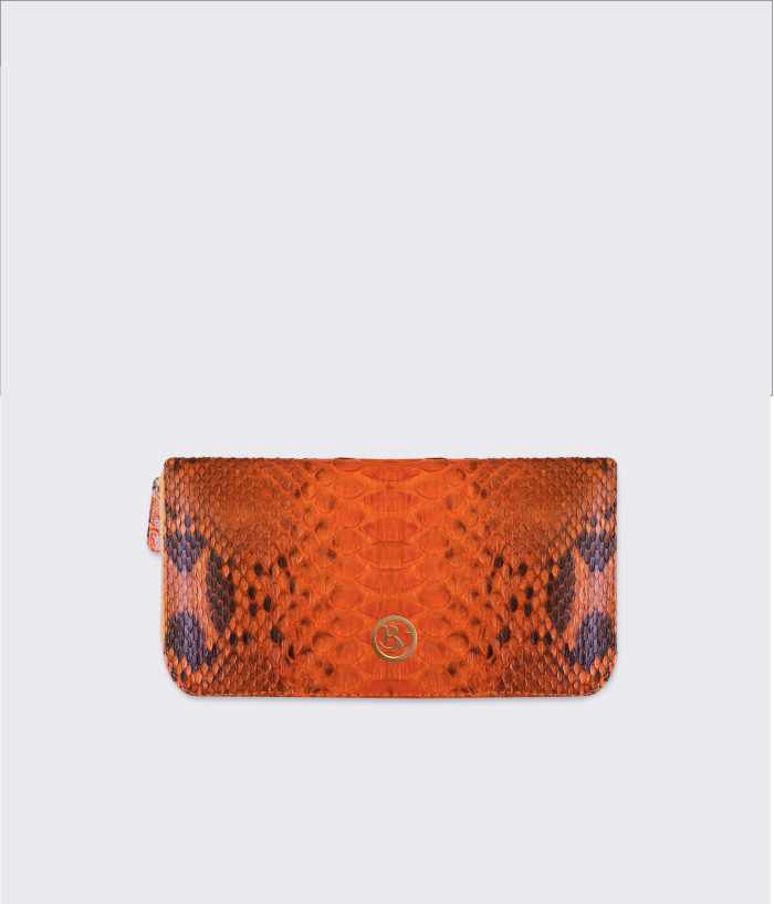 Werner Genuine python leather wallet  in orange