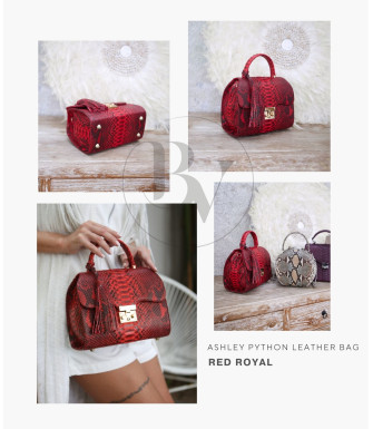 Ashley Genuine python leather bag in red