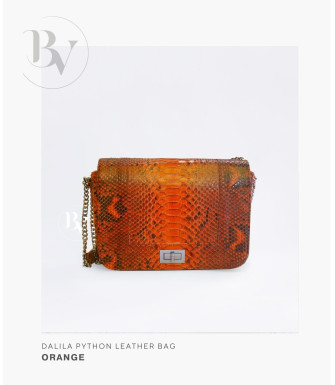 Dalila Genuine python leather bag in pink gold + 40 colors