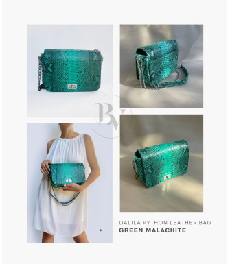 Dalila  Genuine python leather bag in green + 40 colors