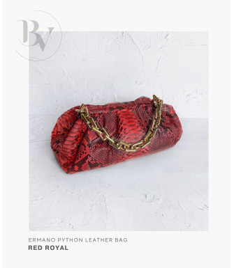 Ermano Genuine python leather bag in purple plum