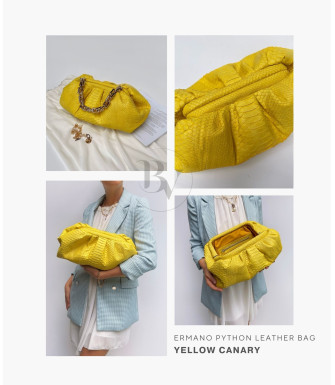 Ermano Genuine python leather bag in yellow