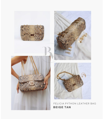 Felicia Genuine python leather bag in beige + 40 colors