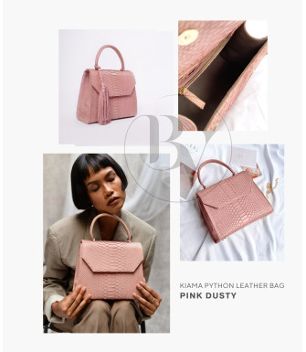 Kiama Genuine python leather bag in pink dusty + 40 colors