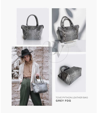 Tove Genuine Python leather bag in grey + 40 colors