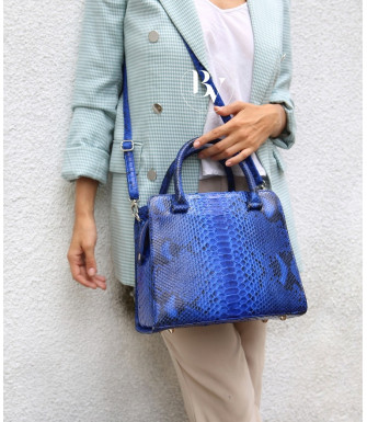 Alista1 Genuine python leather bag in blue + 40 colors