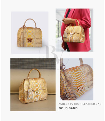 Ashley Genuine python leather bag in gold + 40 colors