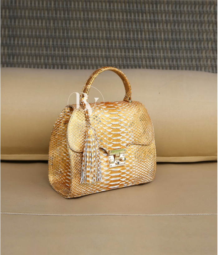 Ashley Genuine python leather bag in gold + 40 colors