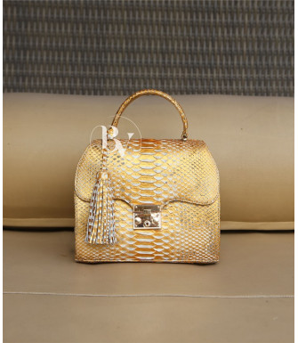 Ashley Genuine python leather bag in gold + 40 colors