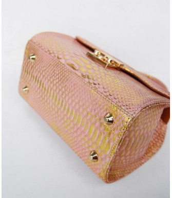 Ashley Genuine python leather bag  in pink gold