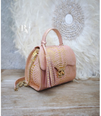 Ashley Genuine python leather bag  in pink gold