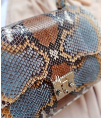 Ashley Genuine python leather bag  in pink gold