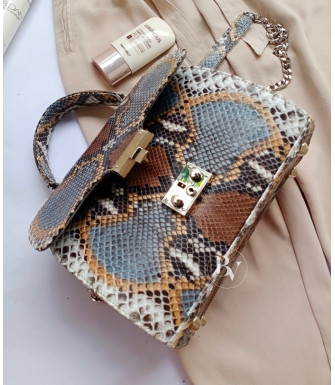 Ashley Genuine python leather bag  in pink gold