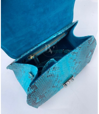 Ashley Genuine python leather bag in blue