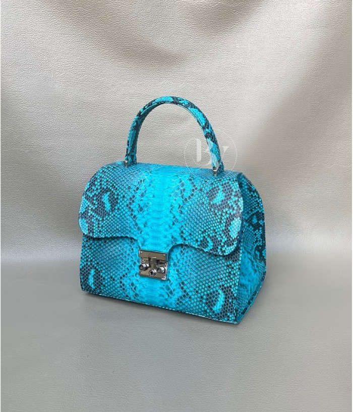 Ashley Genuine python leather bag in blue