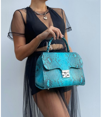 Ashley Genuine python leather bag in blue