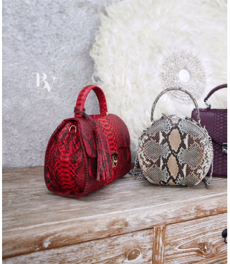 Ashley Genuine python leather bag in red