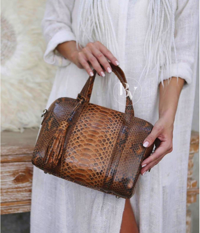  Barbara Genuine python leather bag in brown + 40 colors