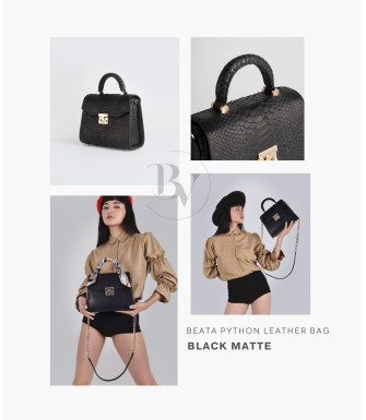 Beata Genuine python leather bag in black + 40 colors