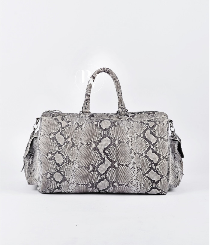  Rome Genuine Python travel duffle bag in natural color