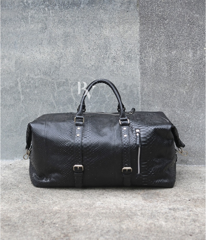 Genuine Python travel duffle bag Berlin in black color