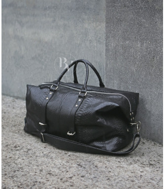 Genuine Python travel duffle bag Berlin in black color