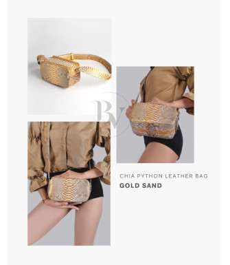 Chia  Genuine python leather bag in gold