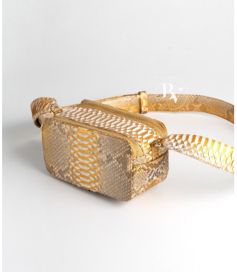 Chia Genuine python leather bag in natural-gold