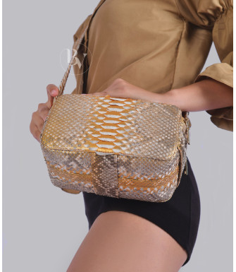 Chia  Genuine python leather bag in gold