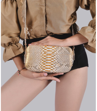 Chia  Genuine python leather bag in gold