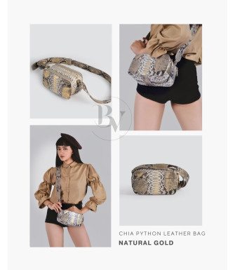 Chia Genuine python leather bag in natural-gold