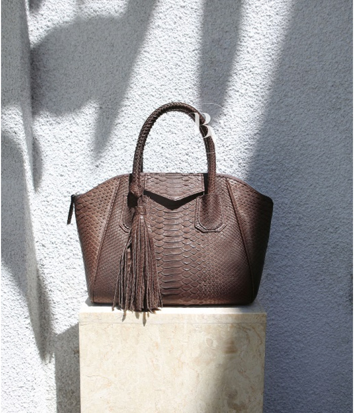 Clarissa Genuine python leather bag in brown + 40 colors