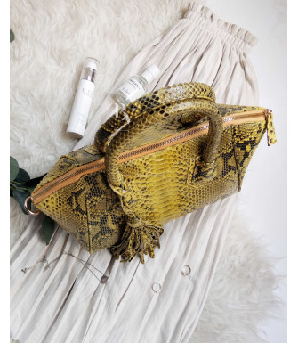 Clarissa Genuine python leather bag in yellow + 40 colors