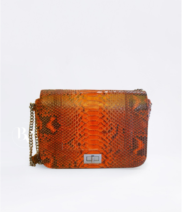 Dalila Genuine python leather bag in orange + 40 colors