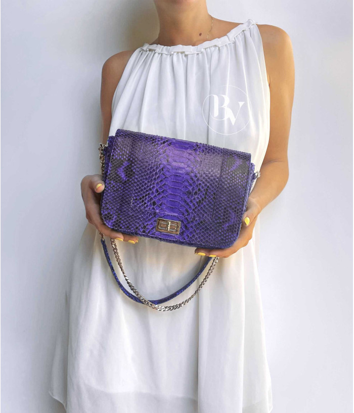  Dalila Genuine python leather bag in purple + 40 colors