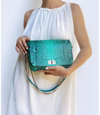 Dalila  Genuine python leather bag in green + 40 colors