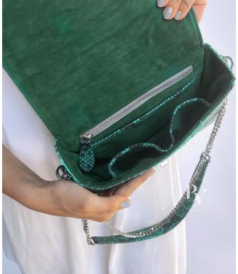 Dalila  Genuine python leather bag in green + 40 colors