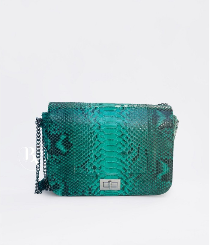 Dalila  Genuine python leather bag in green + 40 colors