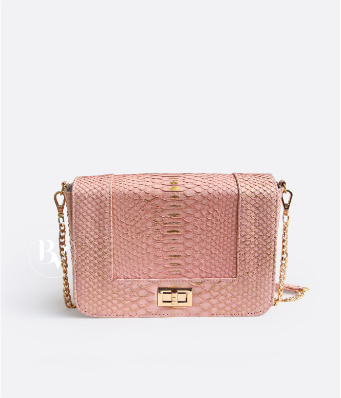 Dalila Genuine python leather bag in pink gold + 40 colors